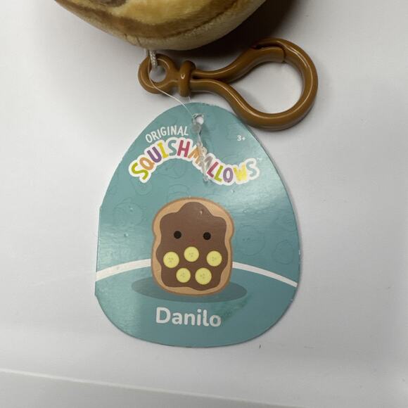 NWT Squishmallow Kellytoy Plush Sp Food Danilo as Toast Clip On Keychain 3.5” - Picture 3 of 3